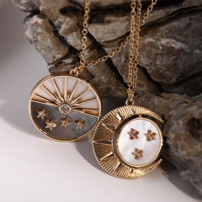 China FASHIONABLE Irregular Moon Star Sun Hollow Design Golden Pendant Necklace for sale