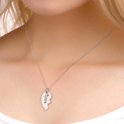 China TRENDY Stainless Steel Gold Silver Rose Gold Custom Name Broken Heart Couples Necklace For Gift for sale