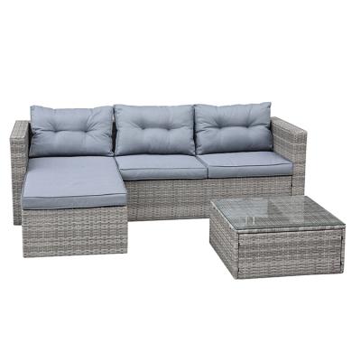 China Durable/Waterproof Custom Outdoor Patio Rattan Leisure Wicker Garden Furniture Leisure Sectional Outdoor Sofa Set With Cushion for sale