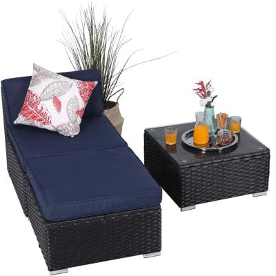 China Durable Wicker Table / Waterproof Sectional Outdoor Rattan Sofa Chair Set With Upgrade 3 Piece Patio Furniture Living Room Recliner for sale