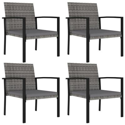 China Durable / Waterproof Balcony Bistro Restaurant Outdoor Lawn Garden Patio Dining Chairs Set 4 Poly Rattan Gray Furniture Chairs for sale