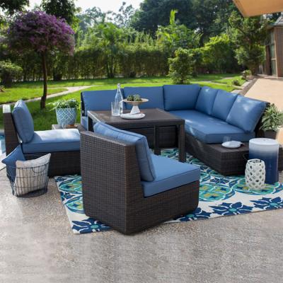 China Garden 8pcs Patio Furniture Wicker Rattan Sofa Sets With Cushions Durable/Waterproof Modern Outdoor Sectional PE Rattan for sale