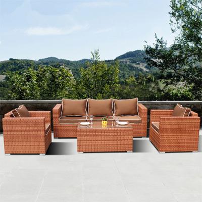 China Durable/Waterproof Outdoor Furniture Sofa Set Courtyard Leisure Rattan Sofa Combination Terrace Rattan Garden for sale