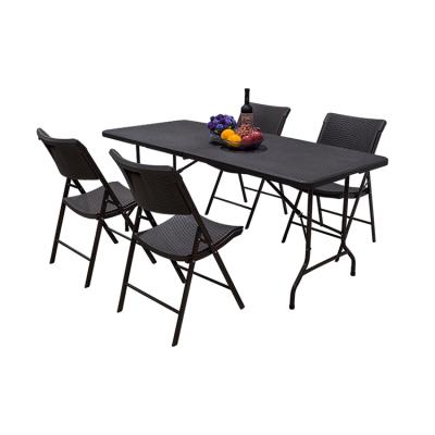 China Wholesale Durable/Waterproof Outdoor Modern Folding Garden Furniture Wicker Dining Table And Rattan Chairs Set for sale