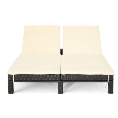 China Wholesale Durable/Waterproof Rattan Furniture 2-Person Seater Factory Factory Double Lounger Lounger Set for sale