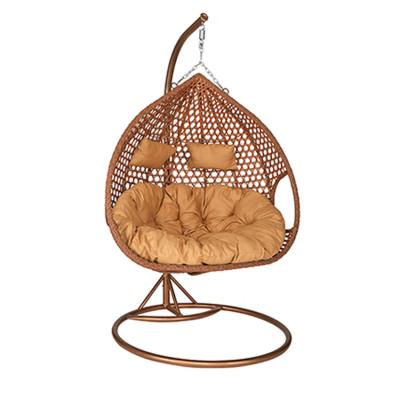 China Durable / Waterproof Outdoor Hanging Rattan Patio Rattan Portable Double Egg Swing Chair Custom Swing Chair for sale