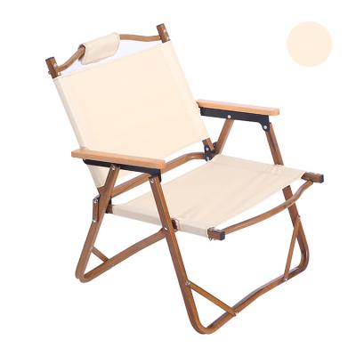 China Durable Modern Luxury Aluminum Reclining Low Beach Camping Wooden Foldable Chair for sale