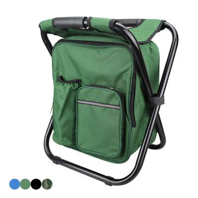 China Compact Multi-Purpose Backpack Outdoor Storage Folding Fishing Camping Fishing Chair With Cooler Bag for sale