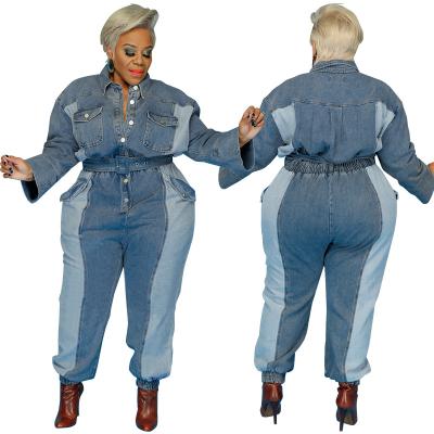 China 2021 fall anti-static winter European and American plus size women's denim washing water color casual JEANS overalls for sale