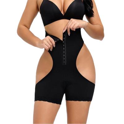 China Dropshipping Breathable Custom Logo Plus Size Breasted Lace Mesh Hip Shaper High Waist Abdomen Hip Pants Shorts Butt Lifter Shapers for sale