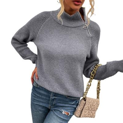 China Anti-wrinkle 2021 autumn and winter warm season solid color neck zipper women's sweater women new upper high for sale