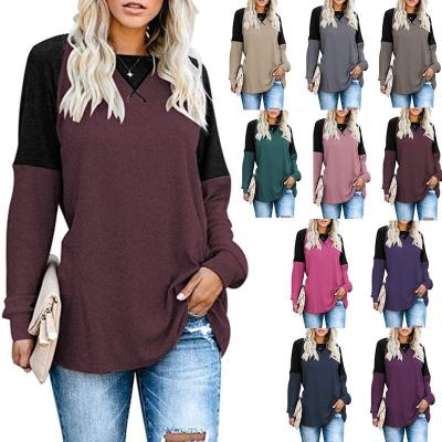 China Anti-wrinkle hot sale women's autumn and winter round neck casual T-shirt long-sleeved loose top 2021 new for sale