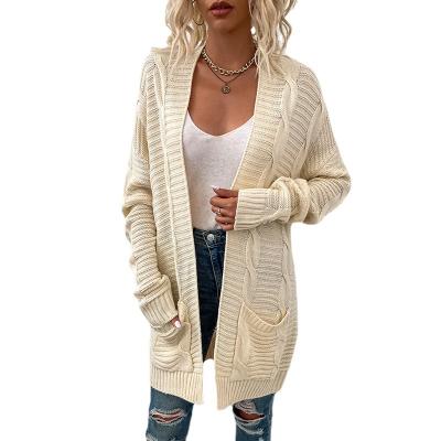 China Anti-wrinkle 2021 autumn and winter new twist cardigan women's sweaters knitted coat rope mid length twisted cardigan for sale