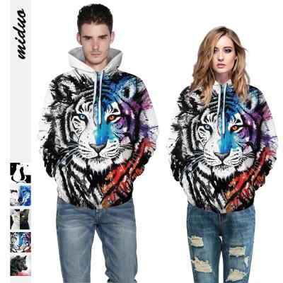 China 2021 Hot Selling Tiger Digital Print Couple Suit Customizable Pattern Anti-wrinkle Long Sleeve Longest Hooded Casual Loose Hooded Baseball Uniform for sale