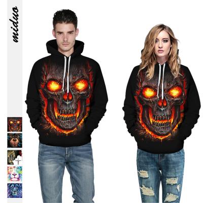 China 2021 Hot Selling Anti-Wrinkle PatterneBay Halloween Customizable 3D Digital Skull Print Couple Men's Hoodie Plus Hooded for sale