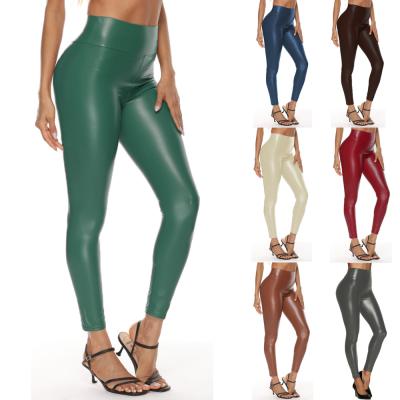 China Anti-wrinkle women autumn and new style winter PU leather pants hip-lifting pants women high waist elasticity leather leggings for sale