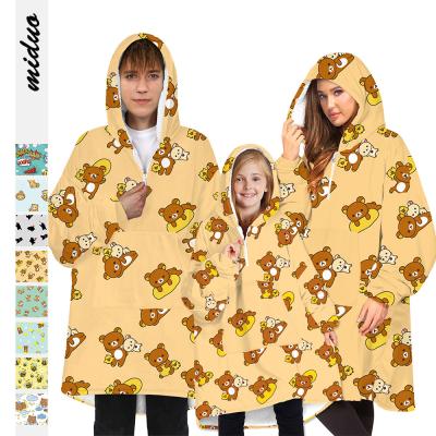 China 2021 winters new cartoon digital print house Anti-wrinkle ear can use hoodie cover up flannel hoodie cover for sale