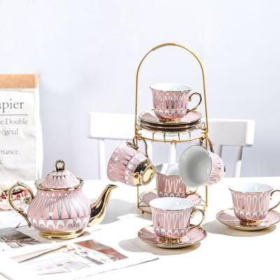 China Viable High Quality 14-Piece Gift Set Exquisite Light Luxury European Style Coffee Cup and Saucer Set for sale