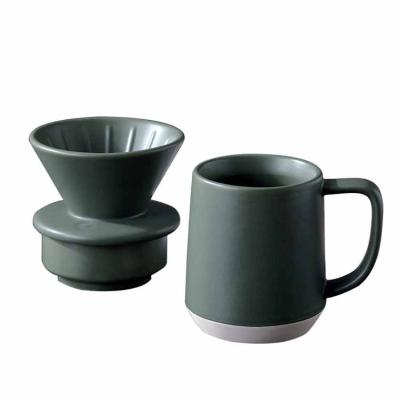 China Sustainable Ceramic V60 Conical Handmade Coffee Filter Cup Pour Over Coffee Dripper Spiral Drip Filter for sale