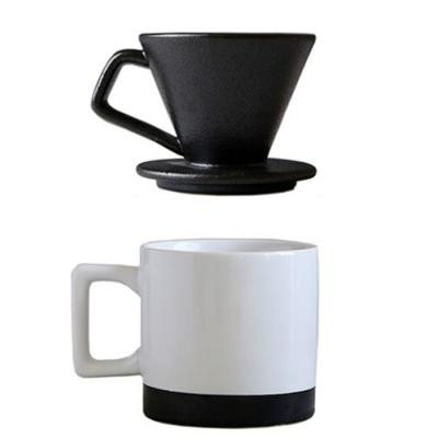 China Viable Creative Ceramic Hand Coffee Filter Mug Set Retro Hand Cup Funnel Conical Drip Type Mug V60 for sale