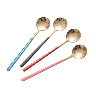 China Long Lasting Handle Stainless Steel Round Head Spoon Dessert Spoon Coffee Stirring Spoon for sale