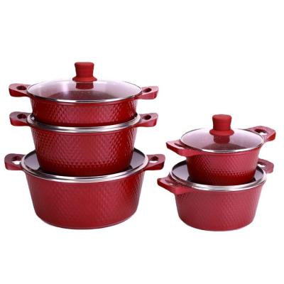 China Sustainable 10 Piece Nonstick Cookware Set Aluminum Die Casting Kitchen Soup Pot Set for sale