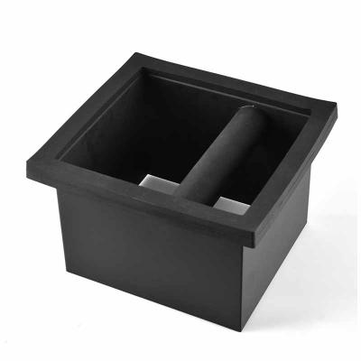 China Sustainable Square Black Large Capacity Blow Groove Coffee Trash Can for sale