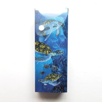 China Eco-friend newly produced 3D sea turtle pattern lenticular pencil case for kids stationery and office supplies for sale