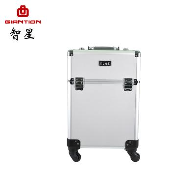 China Aluminum Rolling Makeup Case Make Up Cosmetic Box Hairdressing Nail Salon for sale