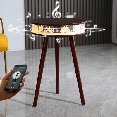 China Smart Tables Kiss Fashion Wooden Nodic Furniture Side Table Luxury Multifunctional Modern Smart Coffee Table With Led Light And RGB Speaker for sale