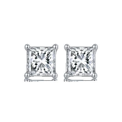 China CLASSIC S925 Sterling Silver Square Moissanite Solitaire Stud Earring Jewelry Luxury S925 for sale