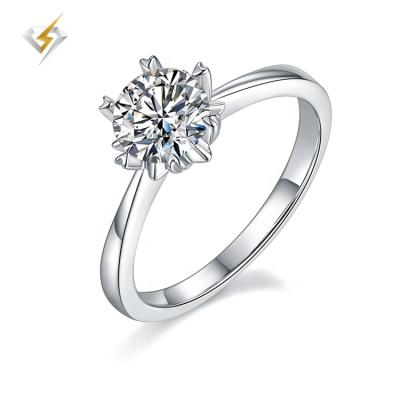 China CLASSIC moissanite engagement ring of S925 sterling silver colorless hearts and arrows 1ct real D for sale