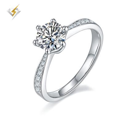 China CLASSIC 925 Sterling Silver Inexpensive vvs 1ct moissanite cushion diamond brilliant engagement rings for sale