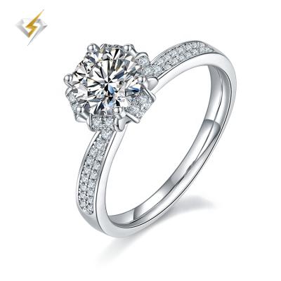 China 1ct Round Amora Diamond Engagement Ring CLASSIC Jewelry 925 Sterling Silver Moissanite Wedding Band for sale