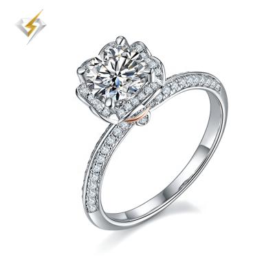 China Hiphop 1ct big 925 sterling silver round moissanite diamond proposal engagement ring CLASSIC for sale