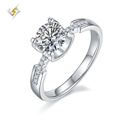 China High quality CLASSICS beautiful 1ct 925 sterling silver halo engagement wedding moissanite radiant cut ring for sale