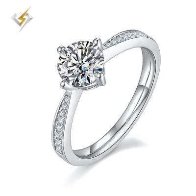 China 925 sterling silver professional good quality CLASSIC 6 color 1ct moissanite custom ring white prong for sale