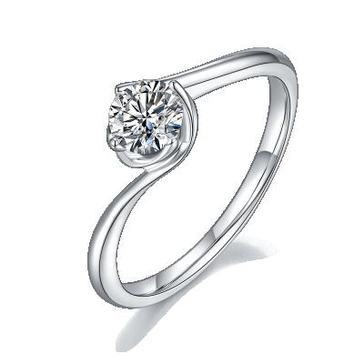 China CLASSIC 925 Sterling silver moissanite 0.5ct diamond ring in elegant flowerbud shape for sale for sale