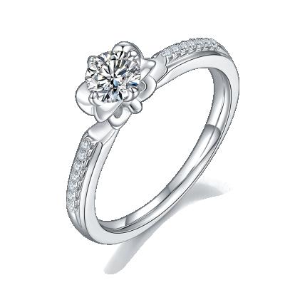 China CLASSIC 925 Sterling Silver custom 0.5 ct the star is the same as the female moissanite ring of the flower pattern for sale