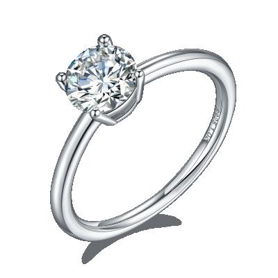 China Full D CLASSIC VVS1 Gorgeous and radiant white ring of 1ct S925 Sterling Silver Round Moissanite Solitaire for sale