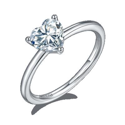 China D CLASSIQUE VVS1 Gorgeous and Radiant 1ct S925 Sterling Silver Heart Moissanite Solitaire White Ring for sale