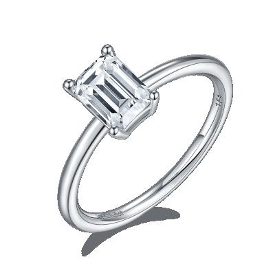 China D VVS1 1ct White S925 Sterling Silver Rectangle Moissanite Diamond Classic Solitaire Ring for sale