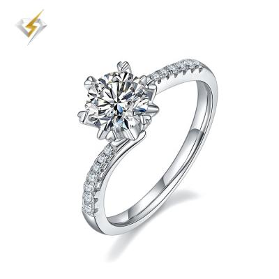 China Moissanite Silver Ring 925 High Quality White Round Brilliants CLASSIC Cut 1ct Sterling Silver Solitaire Engagement Fine Jewelry for sale