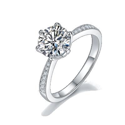 China Trendy S925 Sterling Silver Women Jewelry Rhodium Plated 1.5ct Snowflake Solitaire Wedding Moissanite Rings for sale