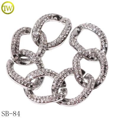 China Nickel Free/Lead Free Wholesale Rhinestone Shoes Accessories Shiny Stronger Decoration Iron Chain Buckle For Women Mid Heel for sale