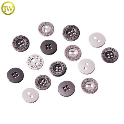 China Custom Zinc Alloy Dry Cleaning 13mm Engraved Metal 4 Holes Button For Garment for sale