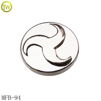 China Zinc Alloy Silver Handmade Dry Cleaning Clothing Buttons Embossed Logo Metal Holes Button For Coat for sale