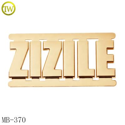 China Nickel Free/Lead Free Fantasy Designer Handbag Letter Plate Accessory Gold Plated Brand Metal Alphabet Tags For Purse Hardware for sale