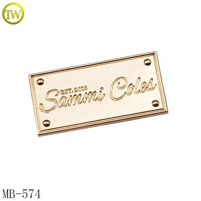 China Nickel Free / Lead Free Decoration Rivets Custom Logo Label Brand Handbags Gold Metal Tags for sale