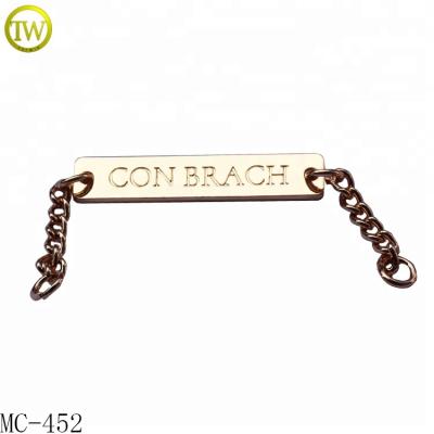 China Decorative Metal Viable Label Brand Lace Tags With Two Sided Chain for sale